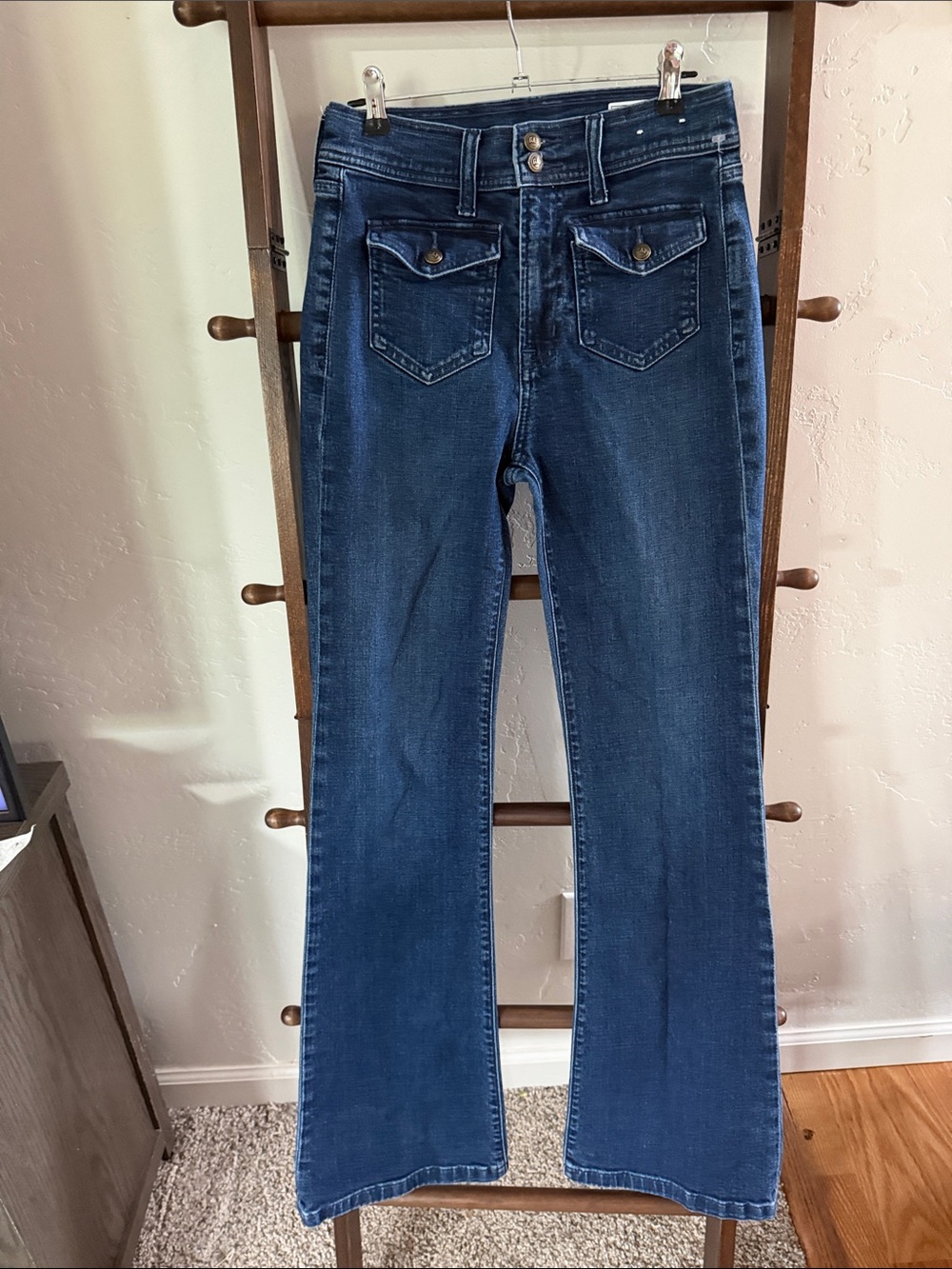 GAP Dark Blue Flare Jeans with Front Flap Pockets